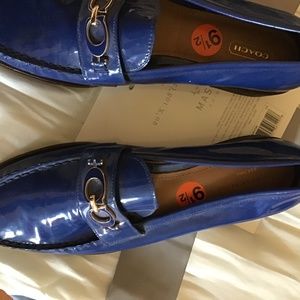Coach blue patent leather loafers 9.5